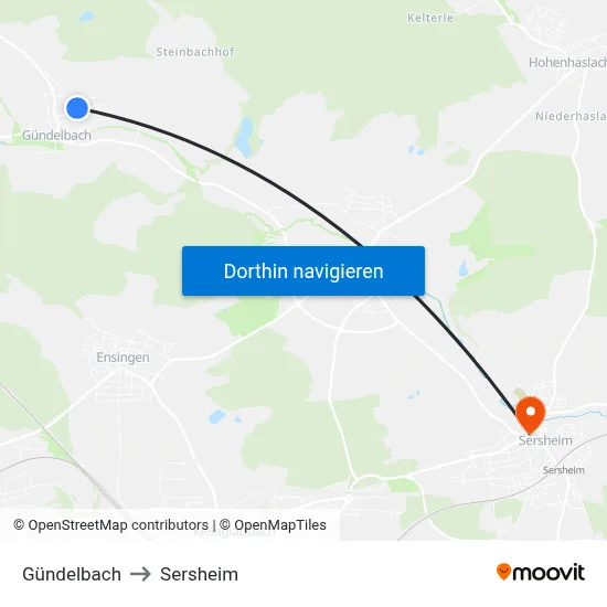 Gündelbach to Sersheim map