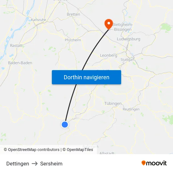 Dettingen to Sersheim map