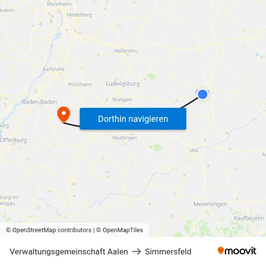 Verwaltungsgemeinschaft Aalen to Simmersfeld map