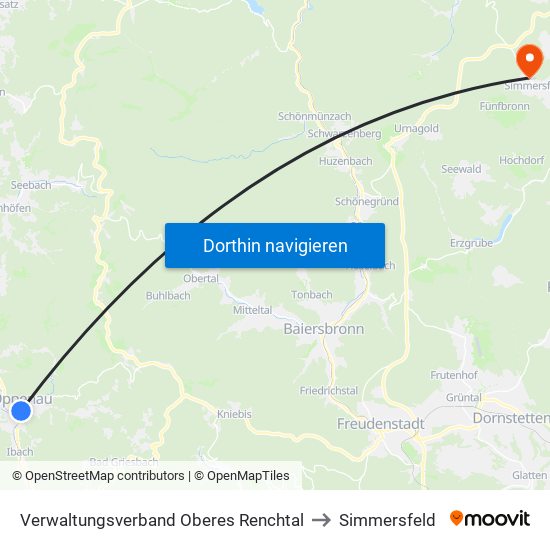 Verwaltungsverband Oberes Renchtal to Simmersfeld map