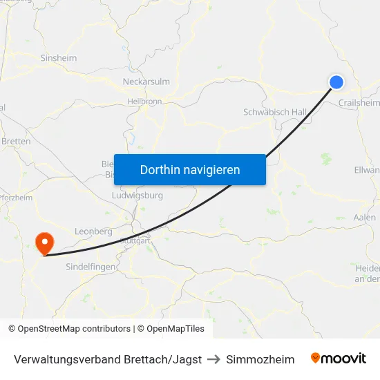 Verwaltungsverband Brettach/Jagst to Simmozheim map