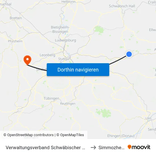 Verwaltungsverband Schwäbischer Wald to Simmozheim map