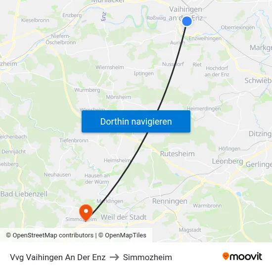 Vvg Vaihingen An Der Enz to Simmozheim map