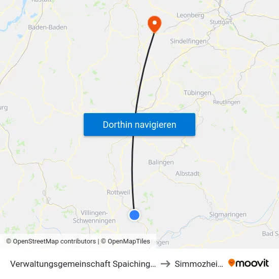Verwaltungsgemeinschaft Spaichingen to Simmozheim map