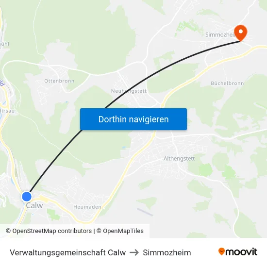 Verwaltungsgemeinschaft Calw to Simmozheim map