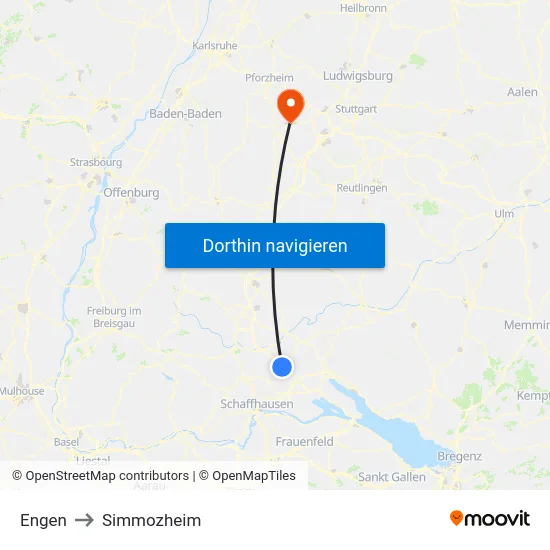 Engen to Simmozheim map