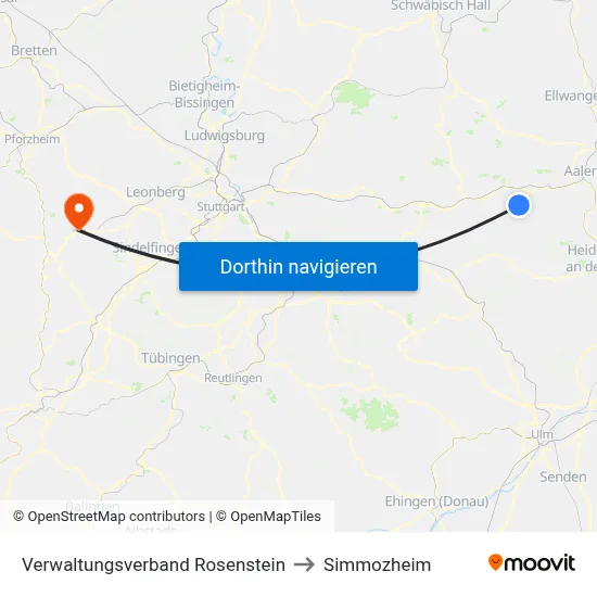 Verwaltungsverband Rosenstein to Simmozheim map