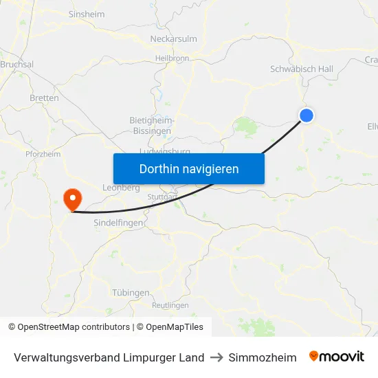 Verwaltungsverband Limpurger Land to Simmozheim map