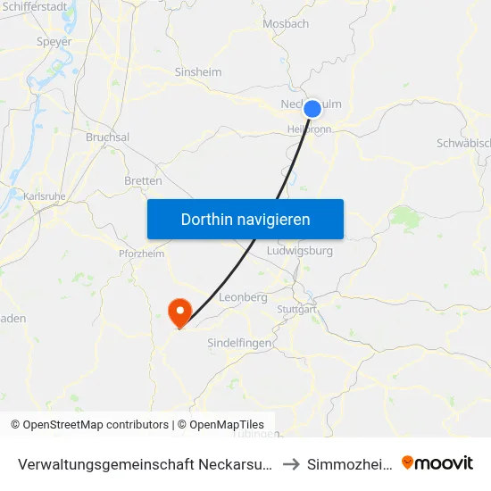 Verwaltungsgemeinschaft Neckarsulm to Simmozheim map