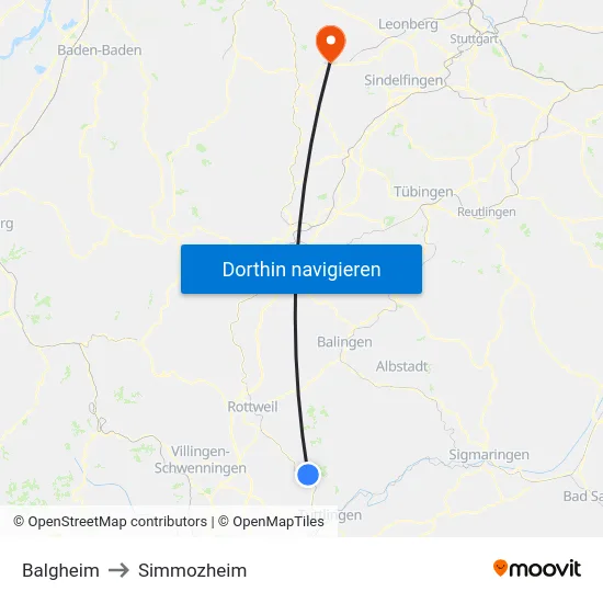 Balgheim to Simmozheim map