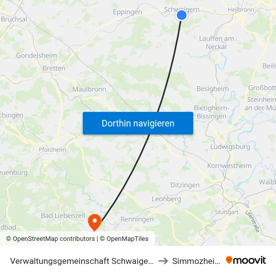 Verwaltungsgemeinschaft Schwaigern to Simmozheim map