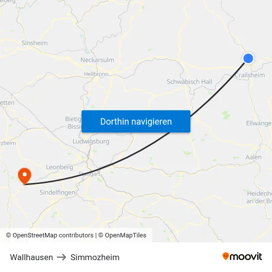 Wallhausen to Simmozheim map