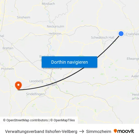 Verwaltungsverband Ilshofen-Vellberg to Simmozheim map
