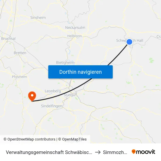 Verwaltungsgemeinschaft Schwäbisch Hall to Simmozheim map