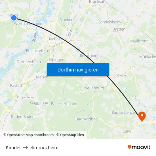 Kandel to Simmozheim map