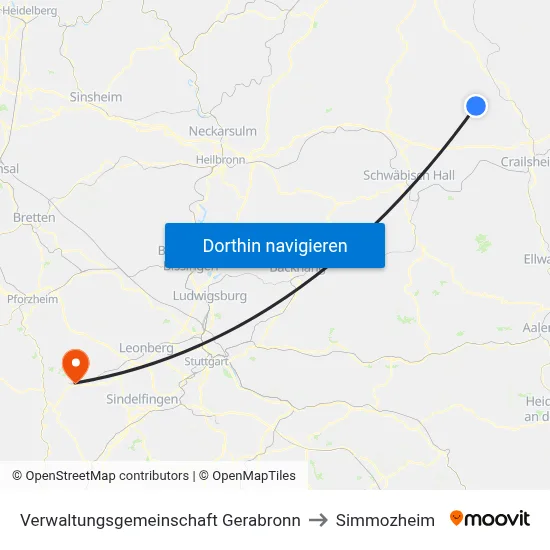 Verwaltungsgemeinschaft Gerabronn to Simmozheim map