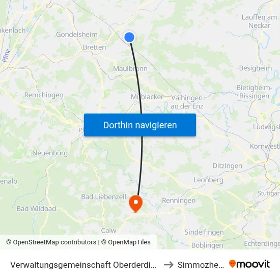 Verwaltungsgemeinschaft Oberderdingen to Simmozheim map