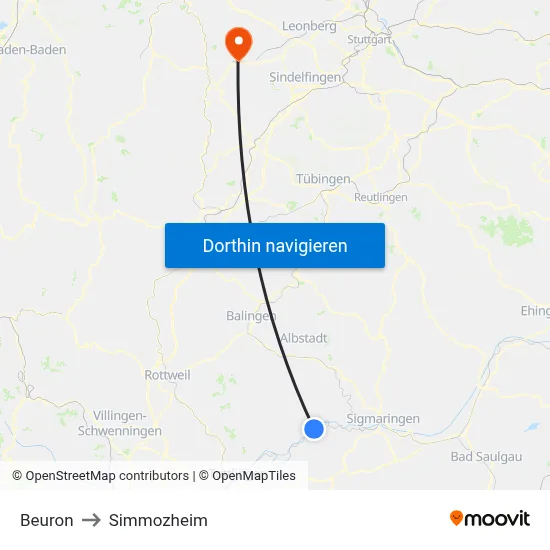 Beuron to Simmozheim map