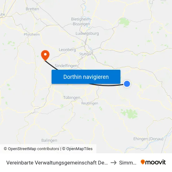Vereinbarte Verwaltungsgemeinschaft Der Stadt Weilheim An Der Teck to Simmozheim map