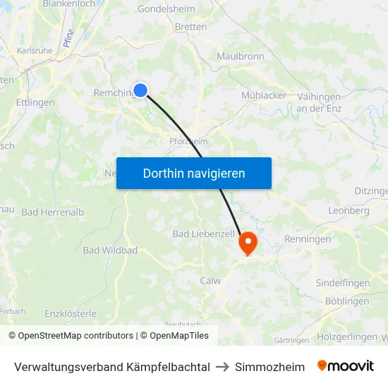 Verwaltungsverband Kämpfelbachtal to Simmozheim map