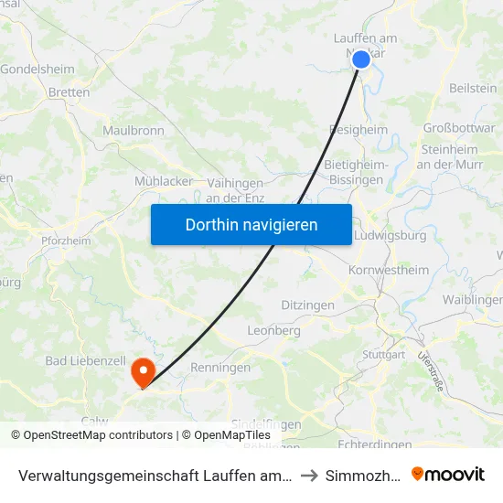 Verwaltungsgemeinschaft Lauffen am Neckar to Simmozheim map