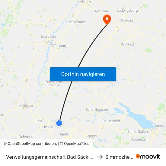 Verwaltungsgemeinschaft Bad Säckingen to Simmozheim map