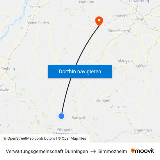 Verwaltungsgemeinschaft Dunningen to Simmozheim map