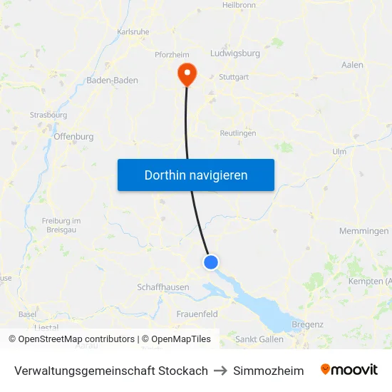 Verwaltungsgemeinschaft Stockach to Simmozheim map
