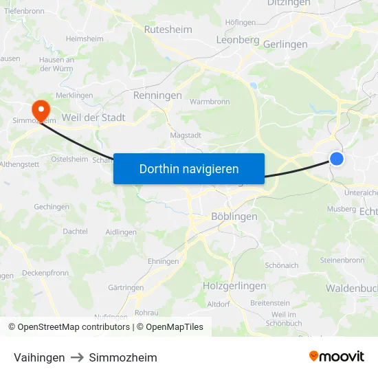Vaihingen to Simmozheim map