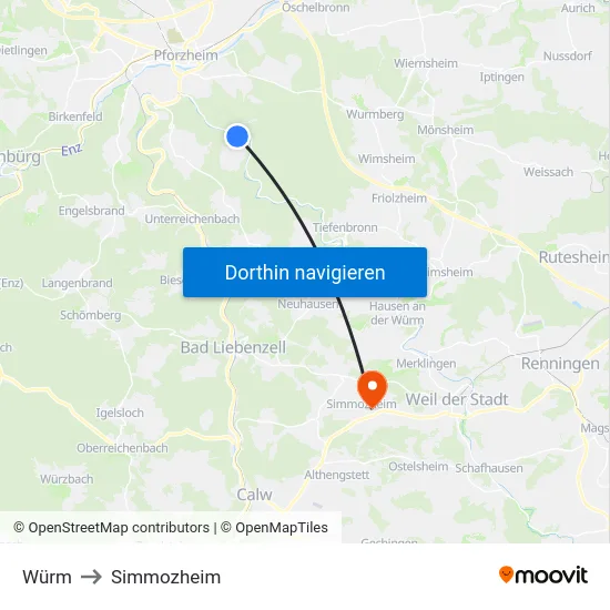 Würm to Simmozheim map