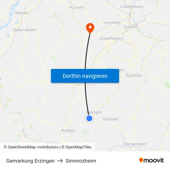 Gemarkung Erzingen to Simmozheim map