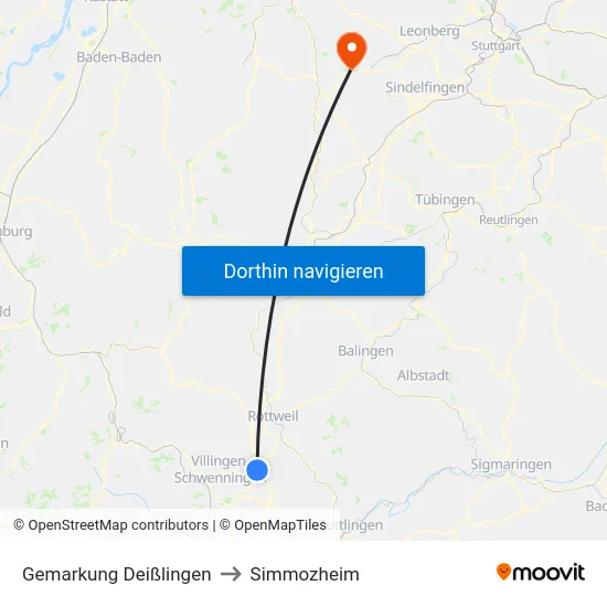 Gemarkung Deißlingen to Simmozheim map