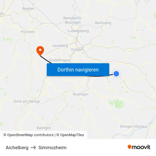 Aichelberg to Simmozheim map