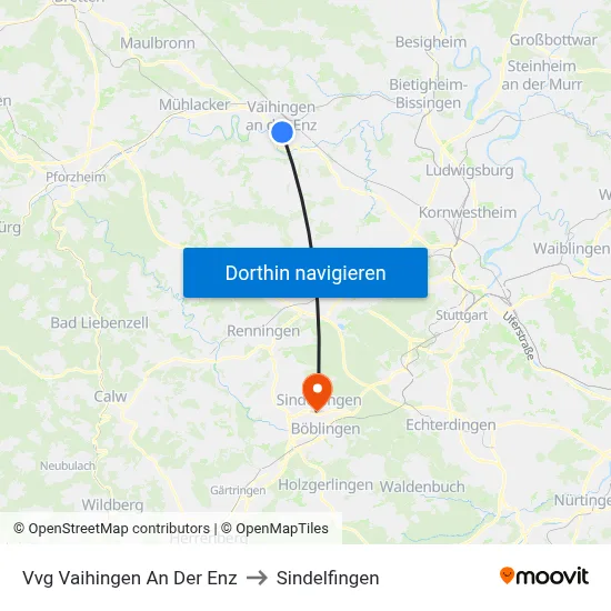 Vvg Vaihingen An Der Enz to Sindelfingen map