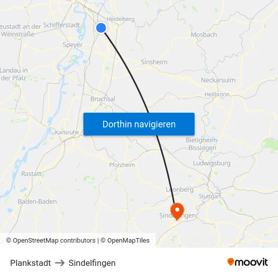 Plankstadt to Sindelfingen map