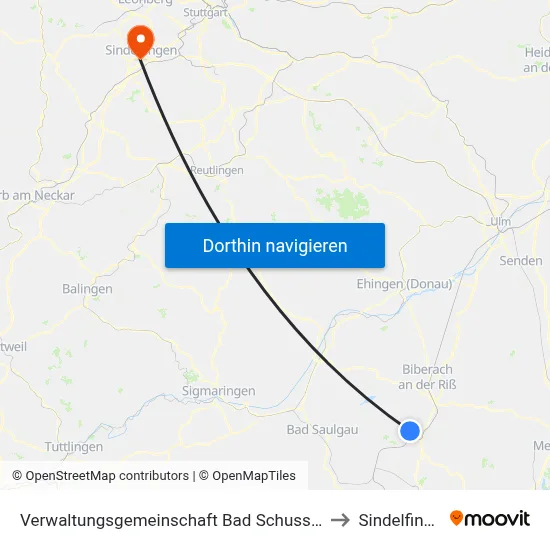 Verwaltungsgemeinschaft Bad Schussenried to Sindelfingen map