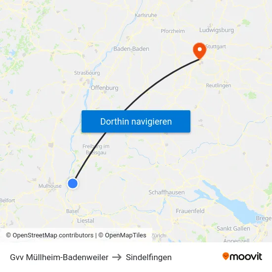 Gvv Müllheim-Badenweiler to Sindelfingen map