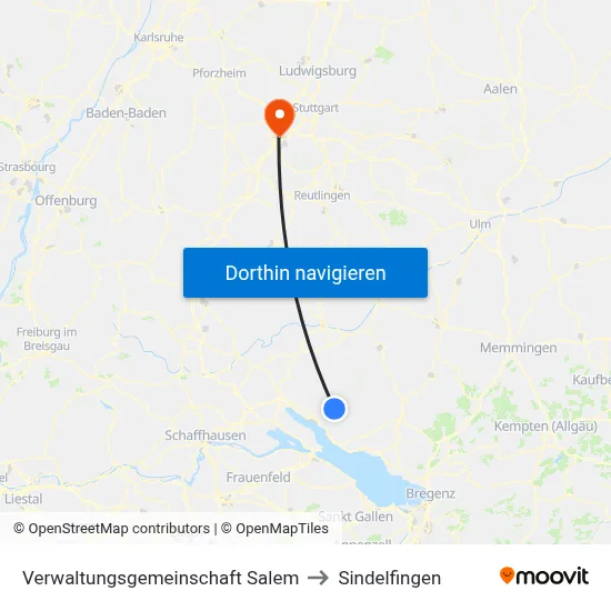 Verwaltungsgemeinschaft Salem to Sindelfingen map