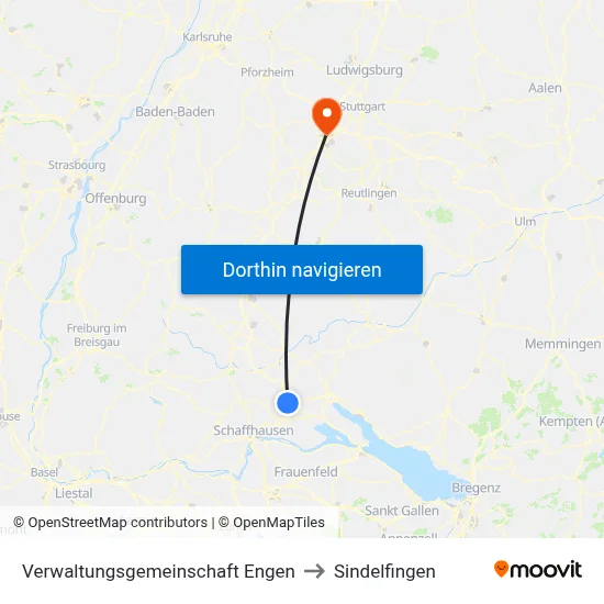 Verwaltungsgemeinschaft Engen to Sindelfingen map