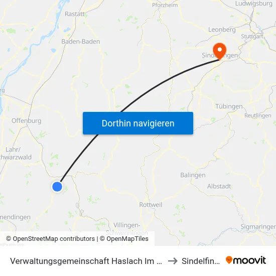 Verwaltungsgemeinschaft Haslach Im Kinzigtal to Sindelfingen map