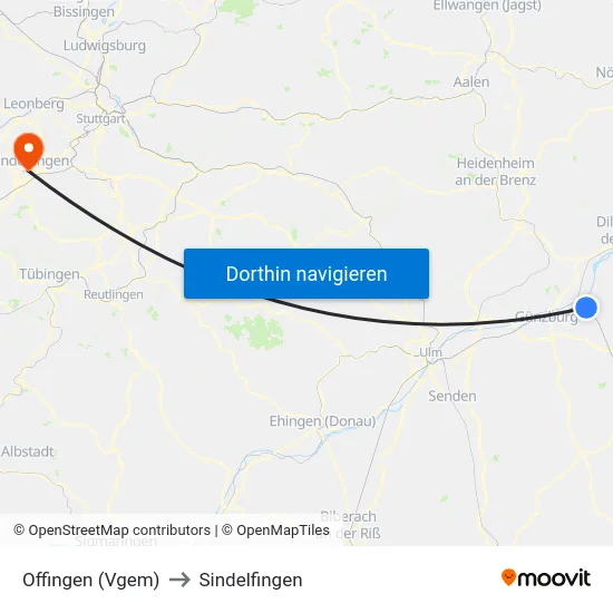 Offingen (Vgem) to Sindelfingen map