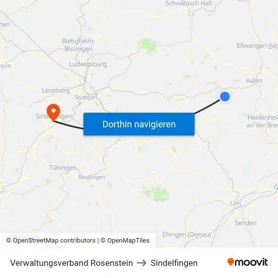 Verwaltungsverband Rosenstein to Sindelfingen map