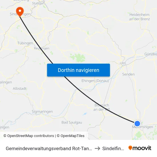 Gemeindeverwaltungsverband Rot-Tannheim to Sindelfingen map