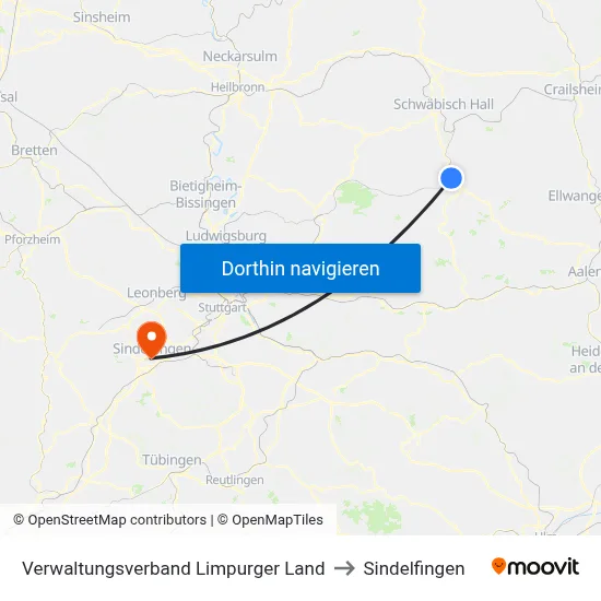 Verwaltungsverband Limpurger Land to Sindelfingen map