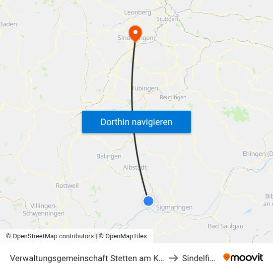 Verwaltungsgemeinschaft Stetten am Kalten Markt to Sindelfingen map