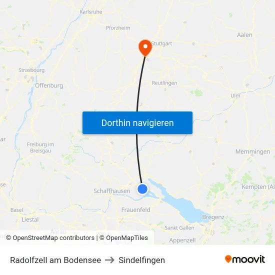 Radolfzell am Bodensee to Sindelfingen map