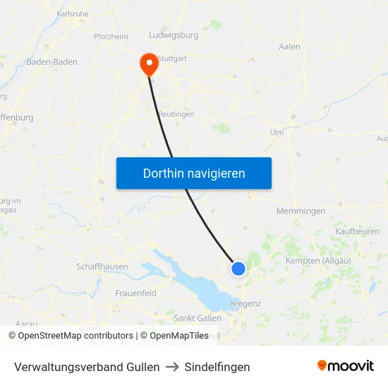 Verwaltungsverband Gullen to Sindelfingen map