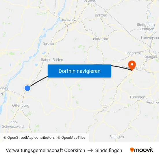 Verwaltungsgemeinschaft Oberkirch to Sindelfingen map