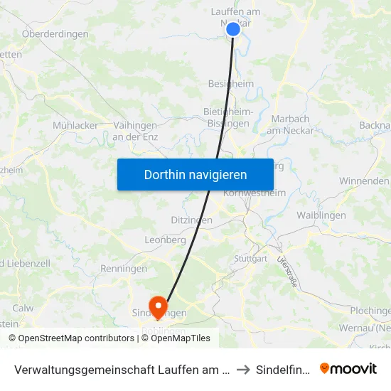 Verwaltungsgemeinschaft Lauffen am Neckar to Sindelfingen map