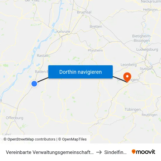 Vereinbarte Verwaltungsgemeinschaft Bühl to Sindelfingen map